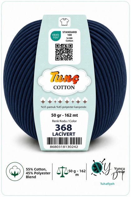 Cotton Amigurumi Punch Bag and Knitting Yarn 50 Gr 162 Meters 55% Cotton 45% Acrylic