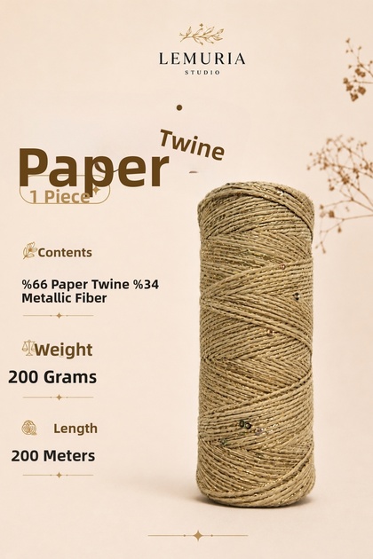 Lemuria Paper Shine 200 Glitter Paper Thread 200 g 200 m – Bag, Accessory, and Decorative Knitting Thread