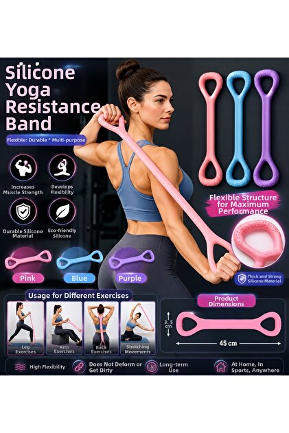 Silicone Yoga Resistance Band 45X3.5 cm |   Exercise Stretching Band |   Back Waist Arm Shoulder Chest Leg Pilates