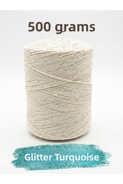 Sim Cotton Hand Knitting Yarn Runner Yarn - Glittery Amigurumi Cotton Yarn Punch Yarn Motif Khaki Color