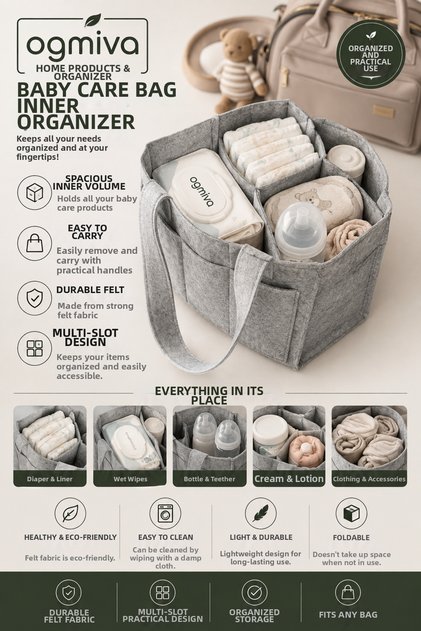 Baby Bag Organizer – Multi-Compartment Felt Mother Baby Care Organizer
