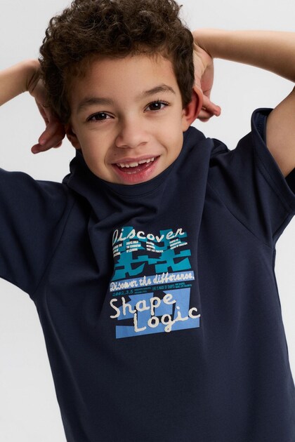 Nk boys' back print shape print short sleeve t-shirt 4-8 years navy