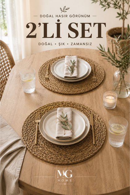 Wicker American Service Set of 2 Natural Wicker Jute Round Plate Coasters Plate Pan Pot Coasters