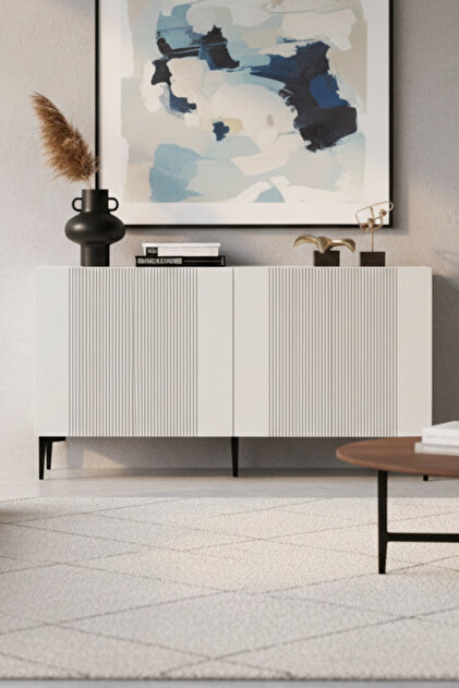 KA1511B KONSOL, ÇOK AMAÇLI DOLAP, KAHVE KÖŞESİ VE TV SEHPASI BEYAZ 150cm