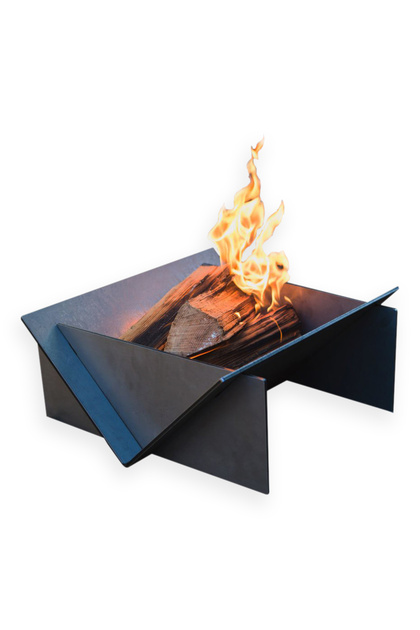 Fire Pit Portatif Ateş Çukuru, Kamp Ateşi, Kolay Taşınabilir Odun Kömür Dış Mekan Outdoor Barbekü Mangal (38cm x44cm) Küçük Boy