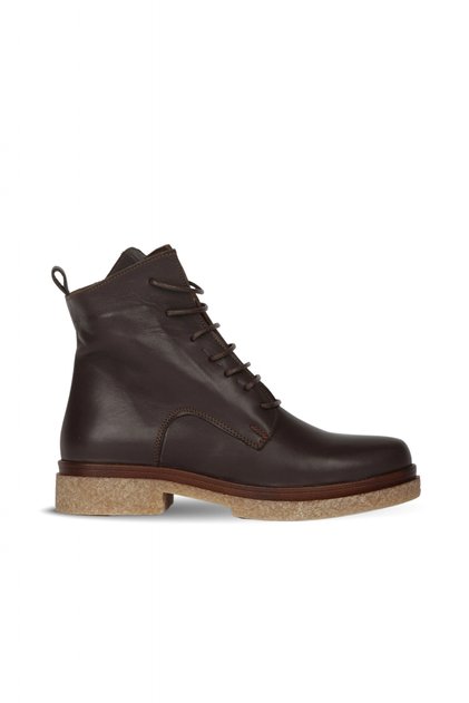 Shoes Brown Leather Women's Flat Boots 01Wf3800