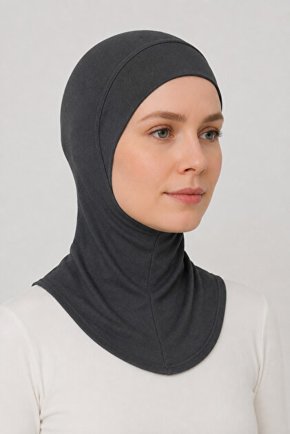 Merve Nayir Kadın Tesettür Pratik Boyunluklu Ninja Bone Antrasit