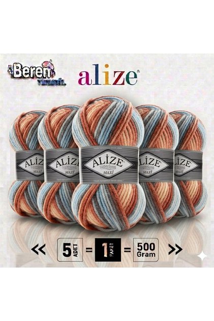 Superlana Maxi Batik 5’li Paket – 7922 Kazak Hırka ve Atkı İçin Kalın Örgü İpliği