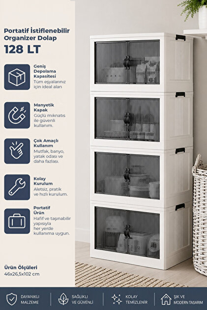 Kitchen Life 4'lü Portatif Istiflenebilir Organizer Mıknatıslı