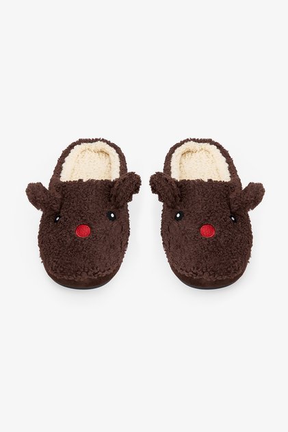 Brown Men's Deer House Slippers