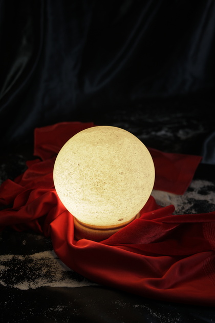 White Globe Model Salt Lamp with Wooden Base Decorative Ambient Lamp