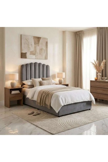 ANNA SINGLE BED VELVET GREY 90X200 CM