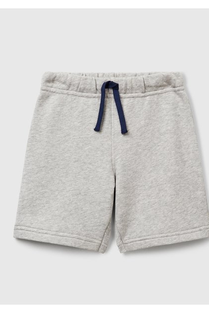 Boy's Gray Melange Benetton Logo Bermuda Sweat Shorts Gray Melange