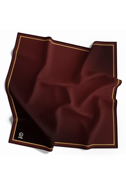 Twill Degrade Desenli Bordo Renkli 90x90 Eşarp (İpek İçermez) Kenar Dikiş Şekli El Dikişli