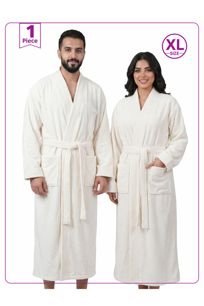 1 Pcs Unisex XL Kimono Collar 330Gsm Microfiber Quick Absorbent and Dry Bathrobe with Belt and Pockets