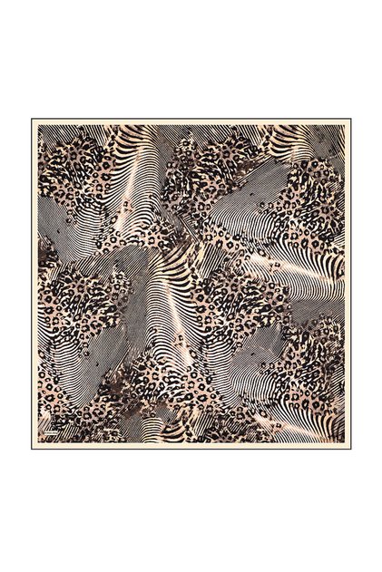Cream Zebra Leopard Pattern Twill Silk Scarf