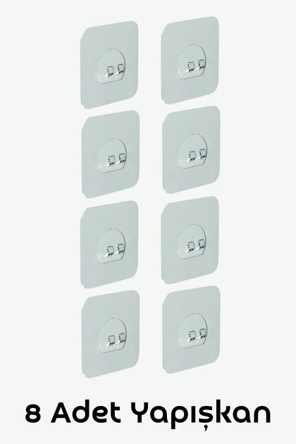 Strong Self-Adhesive Hooks, Corner Shelf, Bathroom Shelf, Shower Shelf Hook 8 Pcs