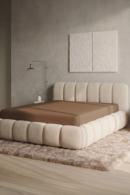 Single Jersey Double Elasticated Sheet Premium Quality, 160-180X200 Cm, A.Brown, 95% Cotton 5% Elastane, 190 Gsm