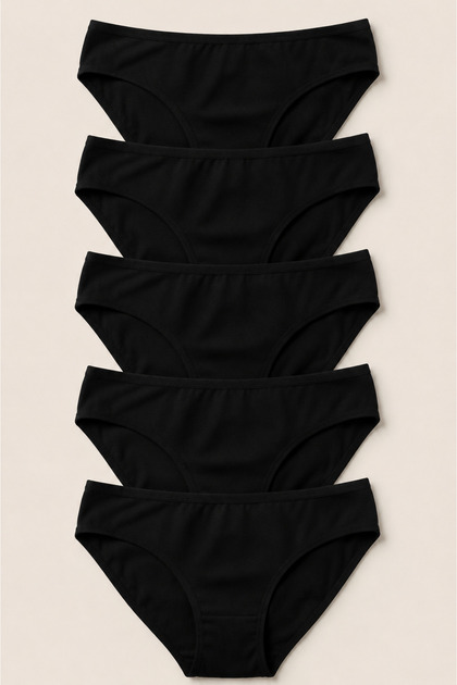 Ms Black Women's Bikini Panties Cotton 5-Pack