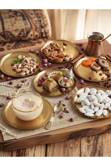 Steel Gold Color 6 Pieces Plain Mini Snack Cake Dessert Plate 12 cm