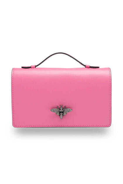Geantă de damă, piele naturală, fuchsia Lori
