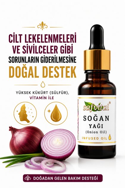 Onion Oil 20 ml Skin Care Oil Obtained by Maceration Method, Supporting Care Oil for Skin Blemishes and Appearance, Herbal with Vitamin Content