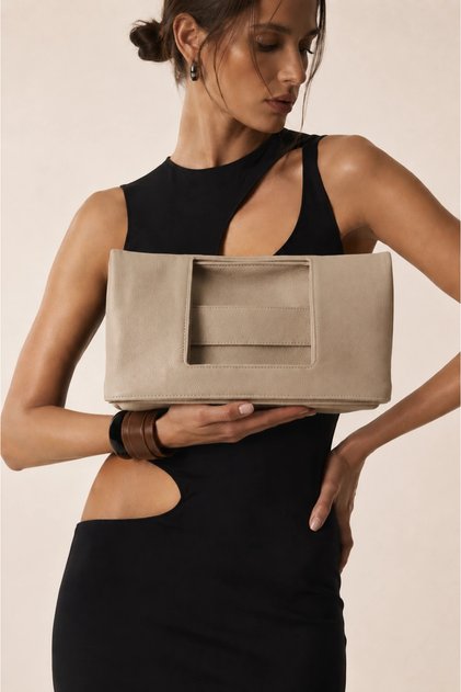 Beige flotter leather women's handbag 01wb0003