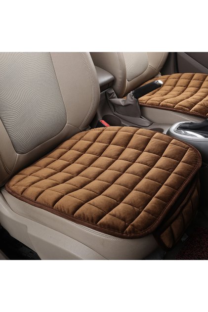 Coffee Universal Winter Warm Car Seat Cover Cushion Anti-slip Front Chair Seat Breathable Pad Car Se
