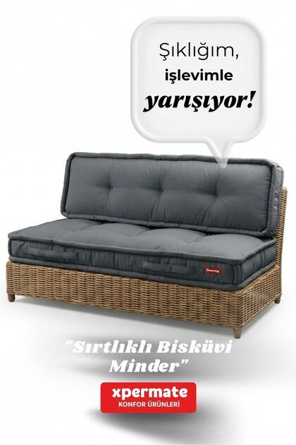 Bisküvi Yer Minderi Petek Önü Palet Üstü Balkon Bahçe Minderi 60x120 Antrasit