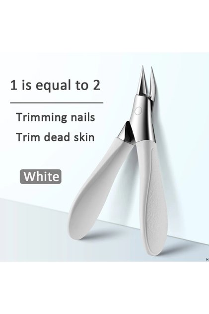 White Angled Nail Clippers Ingrown Toenail Clipper for Thick Nails Slant Curved Blade Nail Cutters I