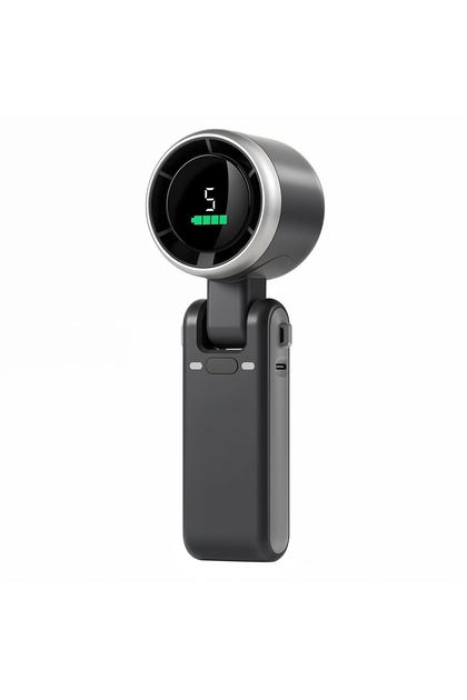 Ventilator portabil Mini Turbo, 13550 RPM, 5 viteze, reîncărcare USB, pliabil la 180°, negru