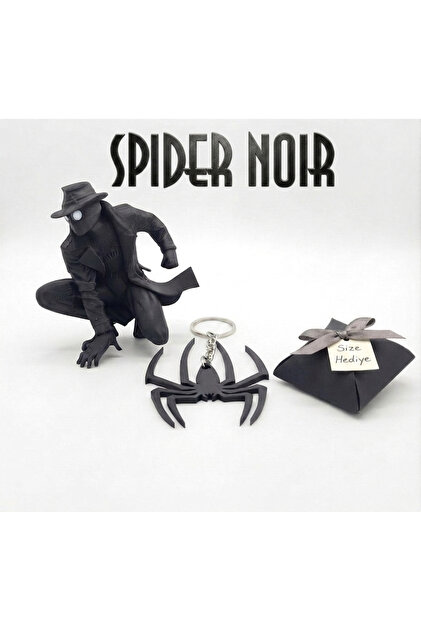 Spider Noir Örümcek Adam Dekoratif Koleksiyon Figürü, Spideman Noir Biblo, 3D Baskı 10 cm