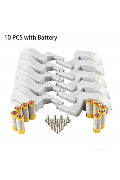 Cold White with battery 10pcs LED Motion Sensor Light Cupboard Closet Wardrobe Door Inner Hinge Nigh