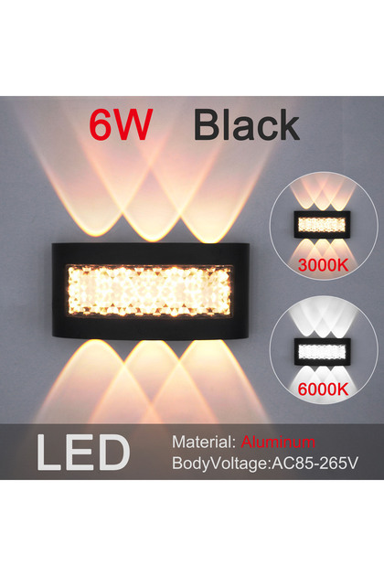 Warm White (2700-3500K) Model B -6W Black New Aluminum Waterproof LED Light 4W/6W/8W Wall Light Effe