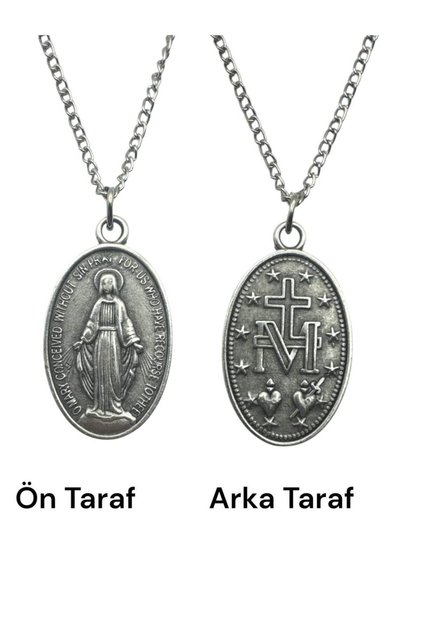 Mucizevi Madalyon Çift Taraflı Kolye – 60 cm Zincirli, Dini & Unisex Metal Takı