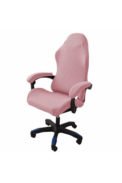 Pink Solid Color Gaming Chair Cover Polyester Dustproof Computer Chair Cover Stretchable Removable C