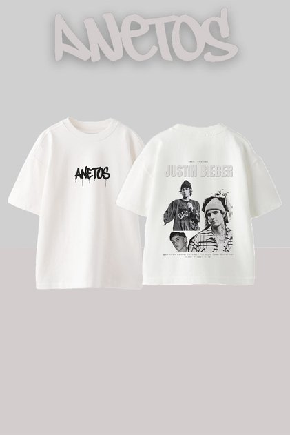 Justin Bieber Design Back Printed Cotton White Oversize T-Shirt