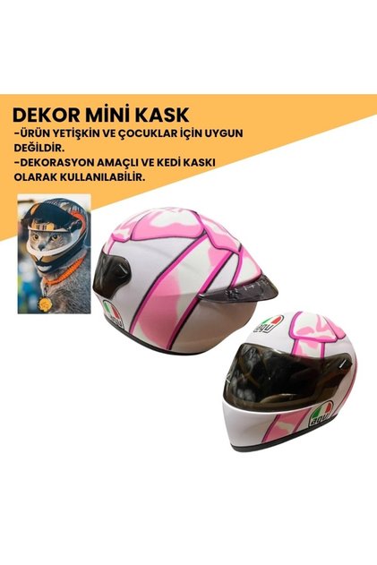 Dekor Mini Kask Pembe Grafik KD8