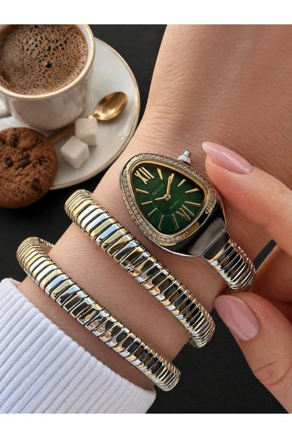 Snake Design Entwined Cord 2 Year Warranty 3 Atm Women Wrist Watch+Bracelet Fy3650.M3