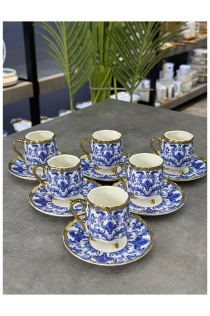 Solana 6-Person Luxury Porcelain Coffee Cup Set - 90 ml
