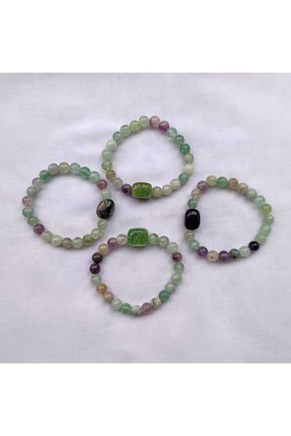 8 mm Sphere Cut Fluorite Stone Natural Gemstone Bracelet