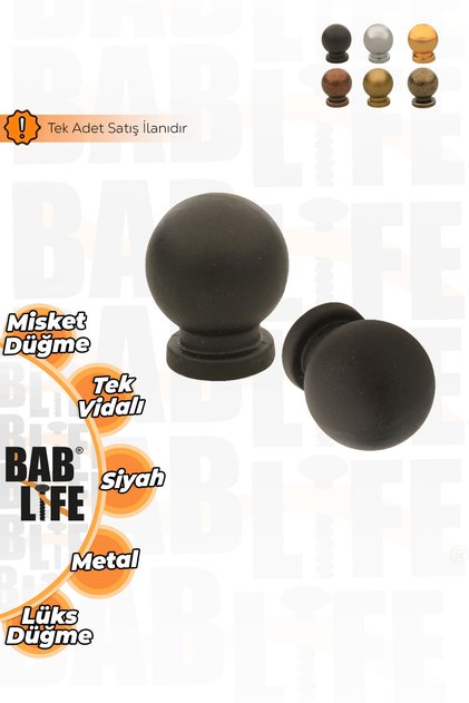 Küçük Misket Düğme Siyah 22mm Çapında Çekmece Dolap Mobilya Kulpları