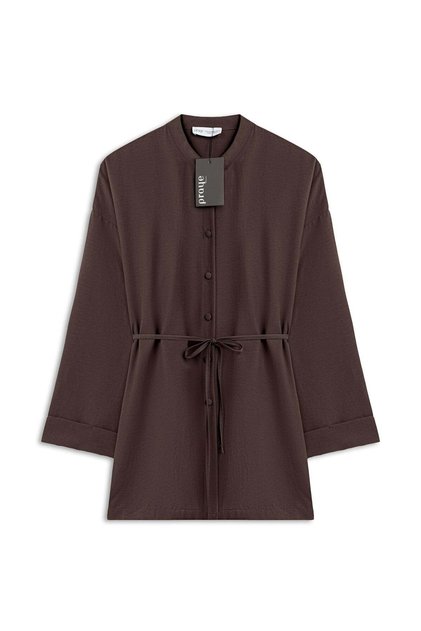 Lace-up buttoned tunic brown