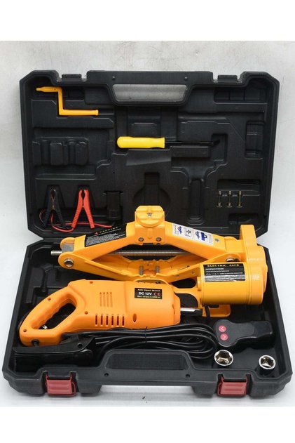 Gasin 5 Ton 12V Electric Hydraulic Jack Kit with Impact Wrench and Battery Clamps – Ideal for SUV & Car Tire Replacement