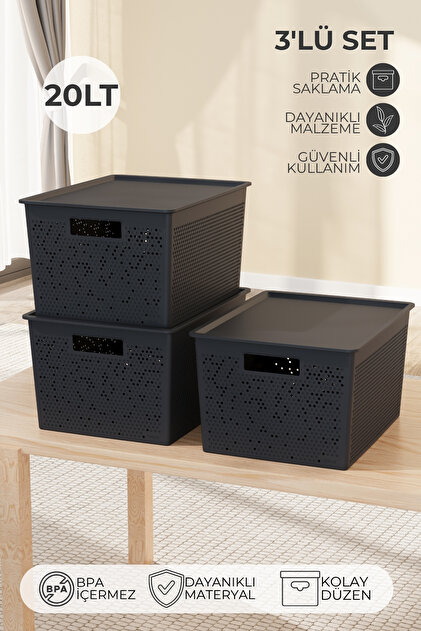 Nandy Home 3'lü Set Hava Delikli Seul Model Çok Amaçlı Saklama