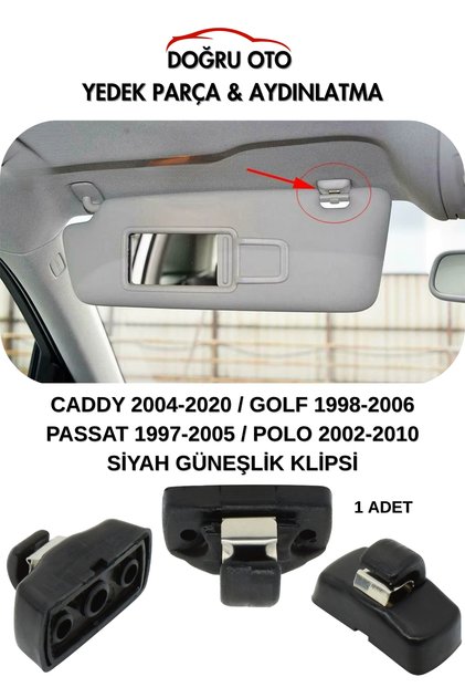 Siyah Güneşlik Tutucu Klips Mandal GOLF CADDY PASSAT POLO