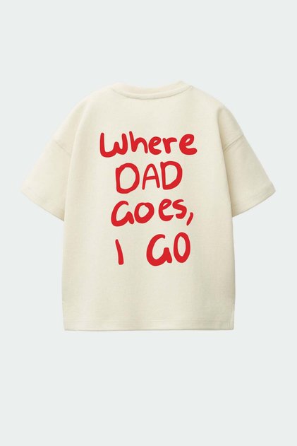 Unisex Kids' Cotton Crew Neck T-Shirt with Printed Back