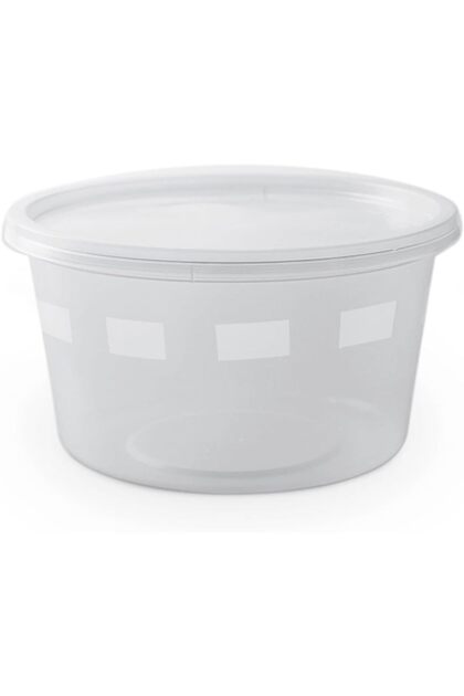 Round Plastic Clear Microwave Safe Food Storage Takeaway Containers with Lids (450ml, 5s)