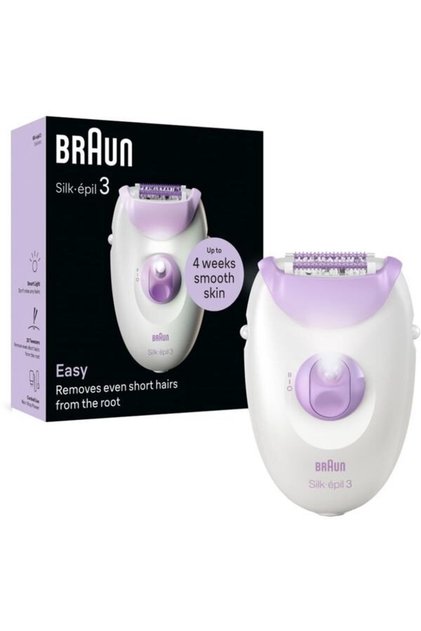 Epilator Silk-epil 3 SE3-000, 20 capete de epilare, 2 viteze, SmartLight, alimentare la rețea, alb-violet