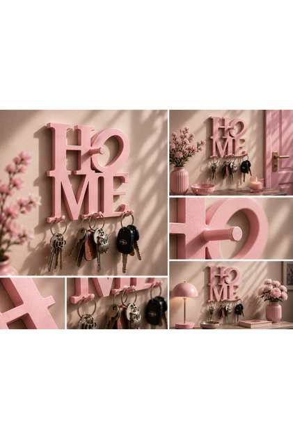 Modern Home Written Wall Key Holder Hanger – Decorative and Practical 14 × 14 cm